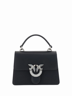 PINKO Elegant Black Calfskin Shoulder Handbag