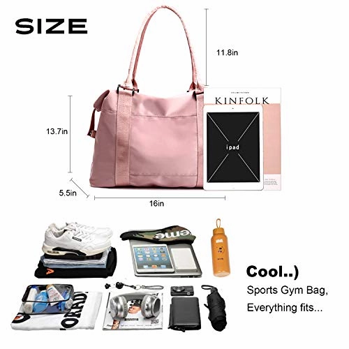 PlasMaller Travel Bag Carry On Sports Gym Duffel Luggage Shoulder Pack for Women (Pink)