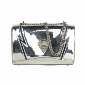 Plein Sport Elegant Gray Chain-Strapped Shoulder Women's Bag