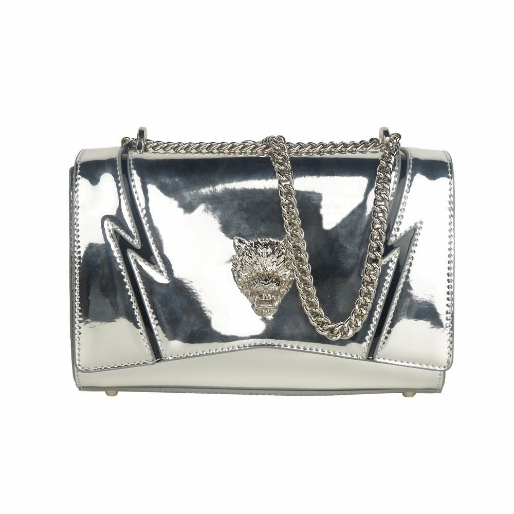 Plein Sport Elegant Gray Chain-Strapped Shoulder Women's Bag