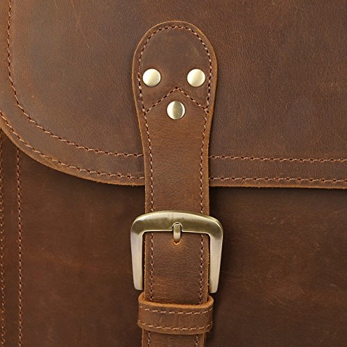 Polare Leather Messenger Bag Casual Designer Travel Briefcase Fits 16.5 Laptop