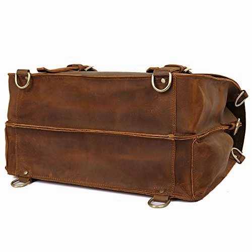 Polare Leather Messenger Bag Casual Designer Travel Briefcase Fits 16.5 Laptop