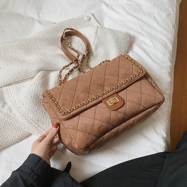 Polenta Women's Quilted Leather Crossbody Handbag