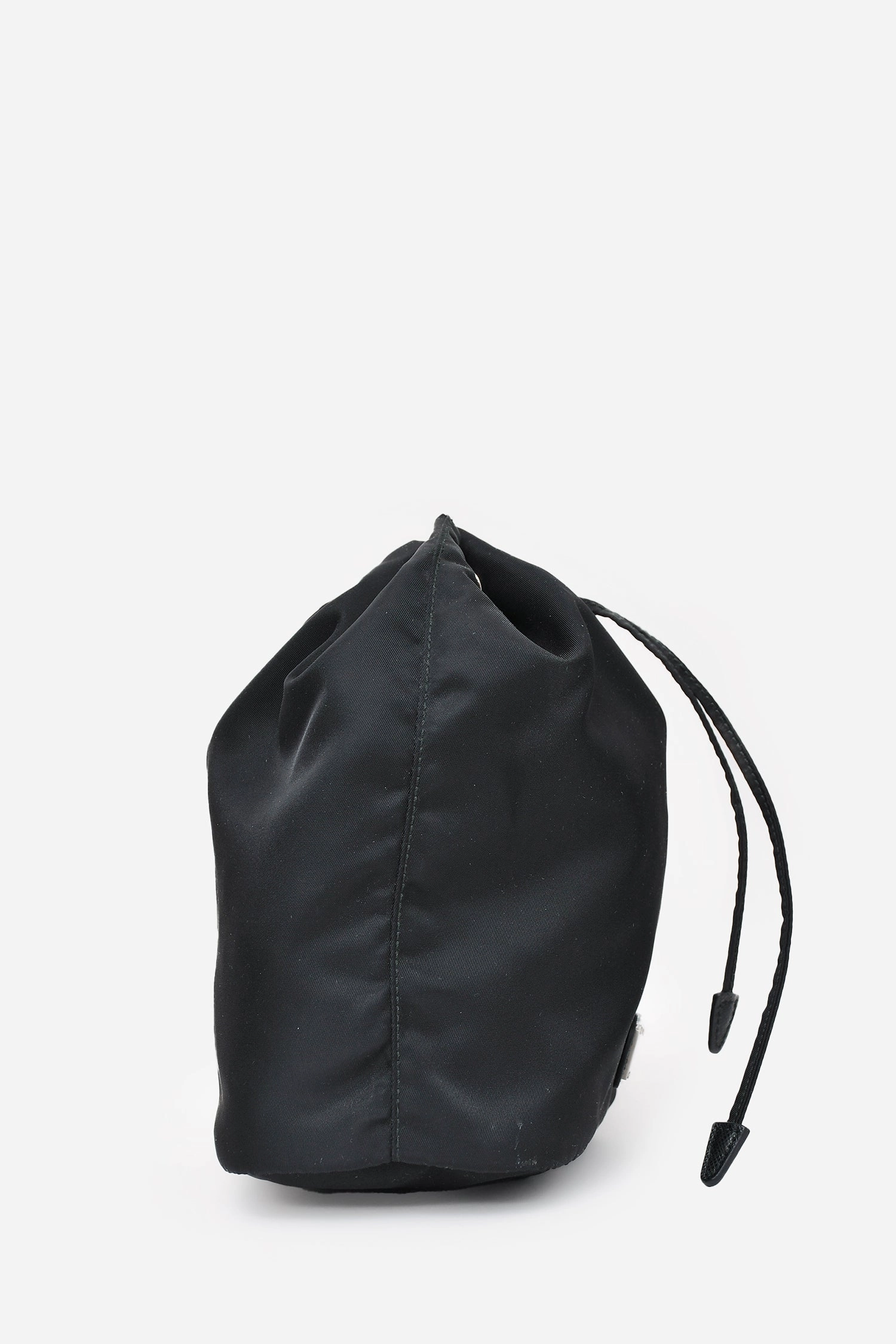 Prada 2019 Black Nylon Vela Logo Drawstring Bucket Pouch