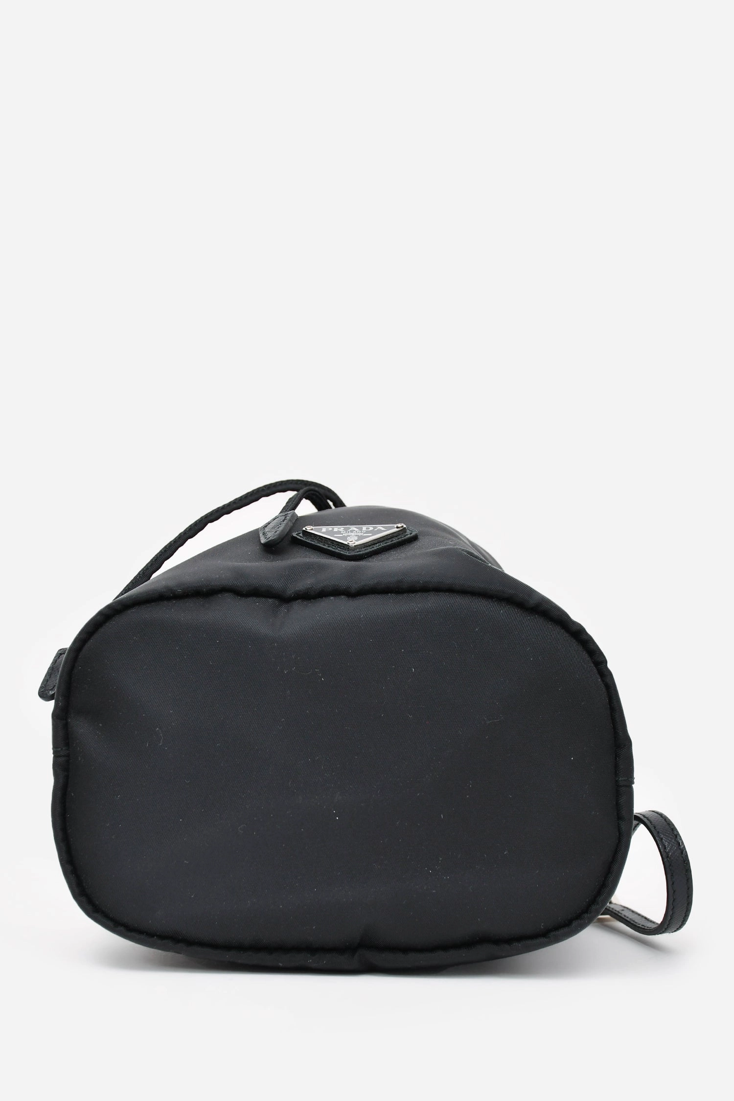 Prada 2019 Black Nylon Vela Logo Drawstring Bucket Pouch