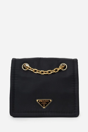 Prada Black Nylon Chain Shoulder Bag