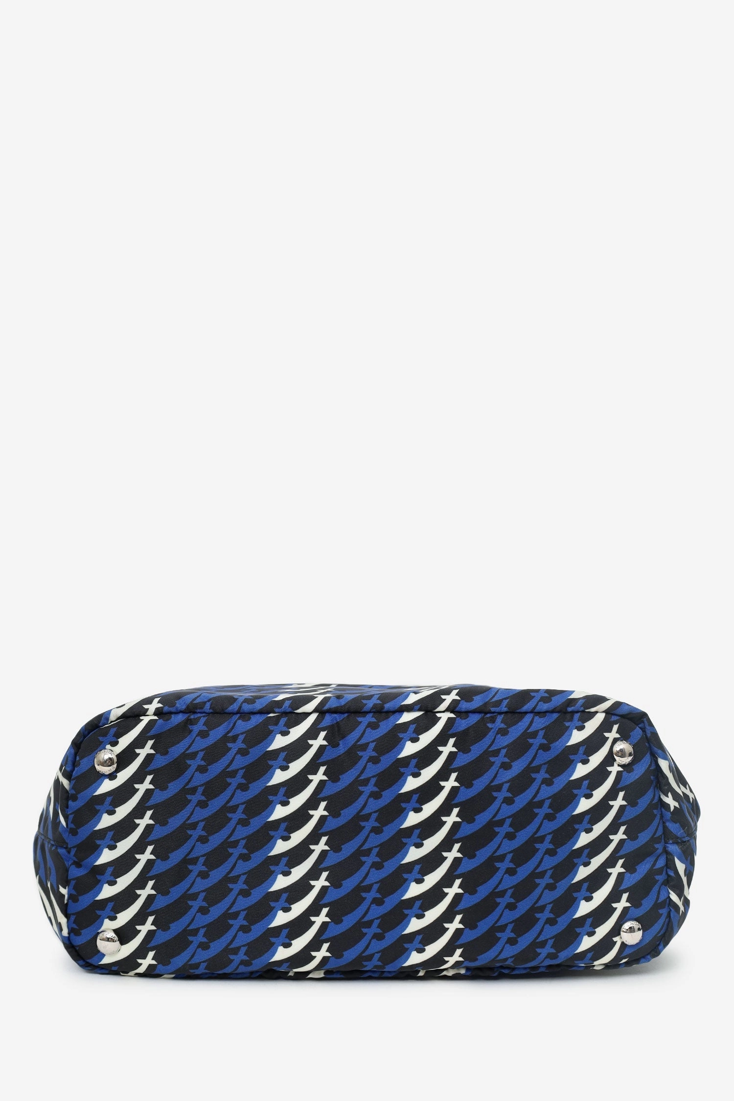 Prada Blue/Black/White Tessuto Stampato Tote with Strap