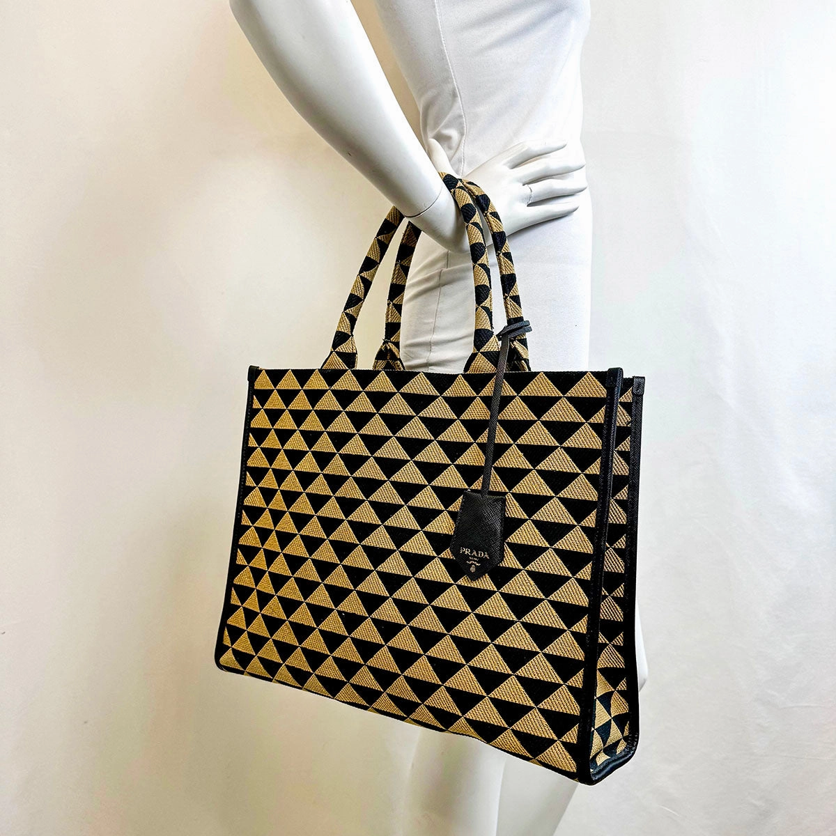 Prada Enameled Metal Triangle Tote