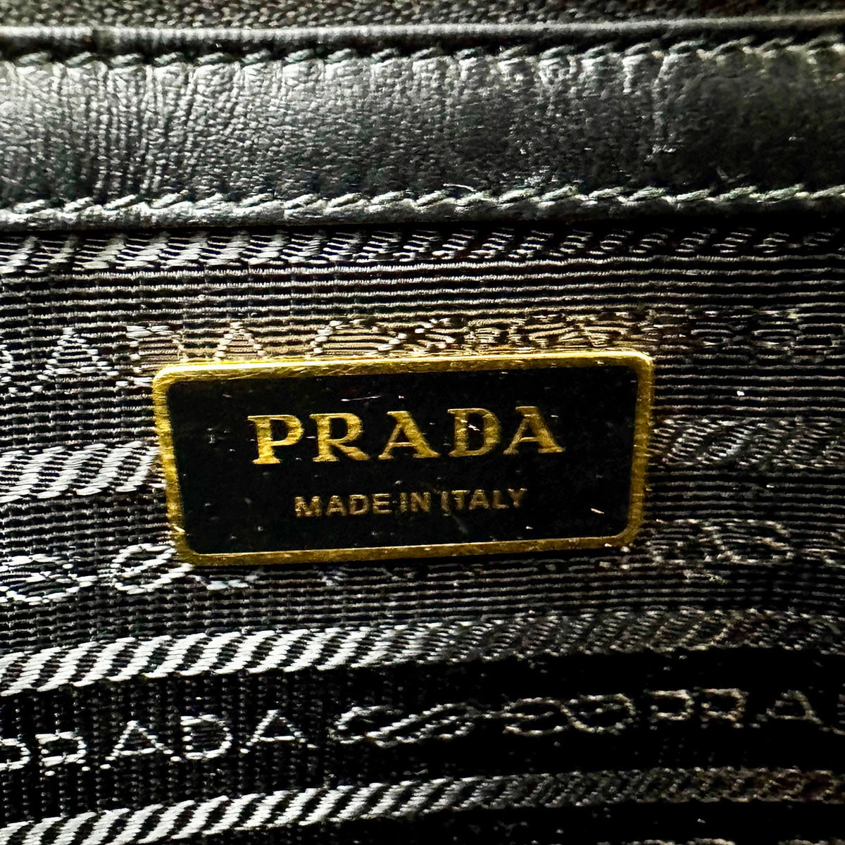 Prada Enameled Metal Triangle Tote
