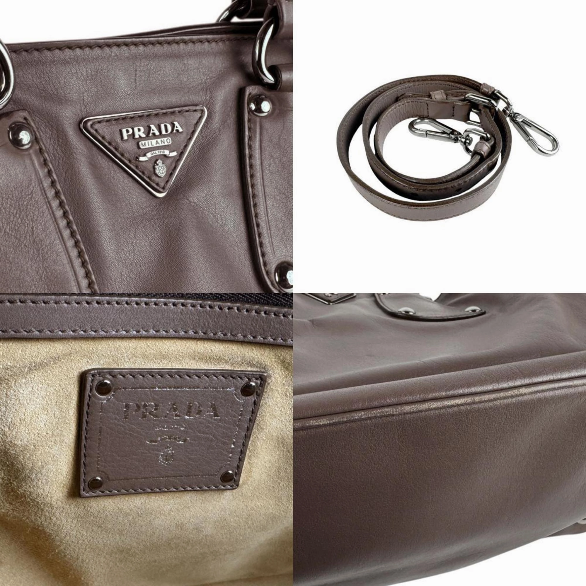 Prada  Leather Handbag Shoulder Bag (Pre-Owned)