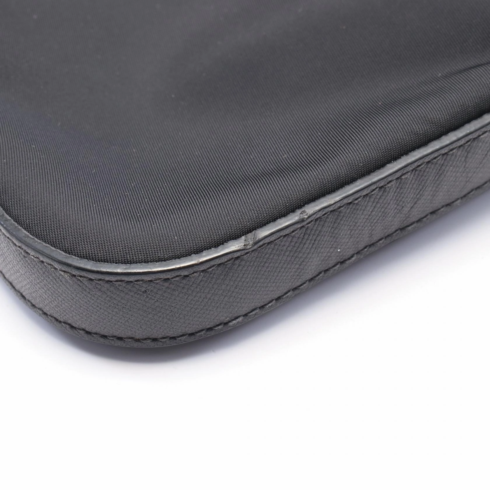 Prada Leather Nylon Shoulder Bag Black