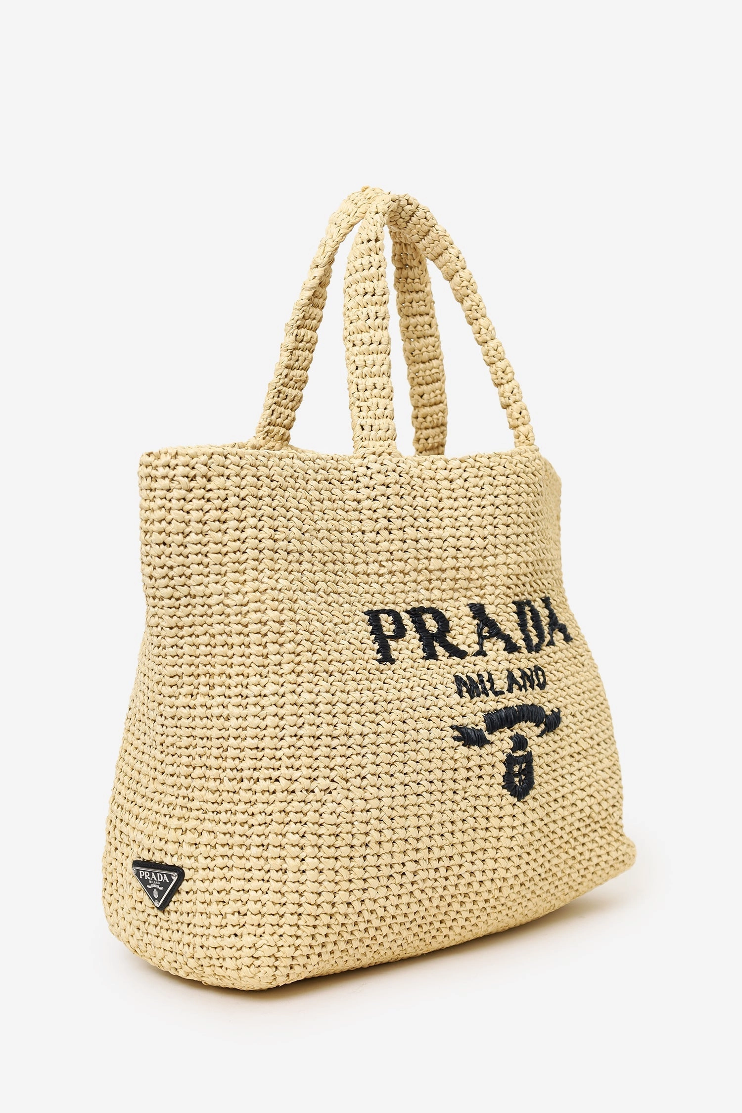 Prada Natural Raffia Crochet Tote Bag