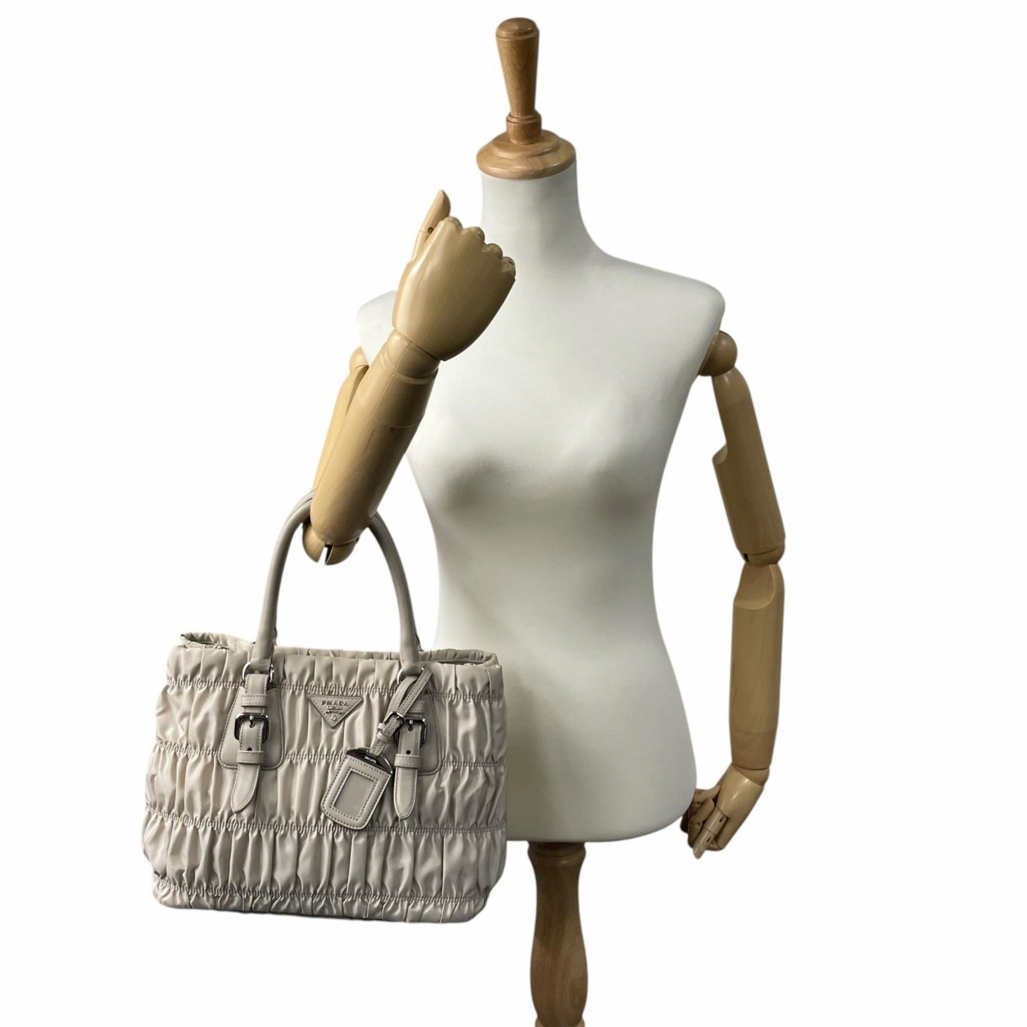 Prada Nylon Leather Handbag Shoulder Bag (Pre-Owned)