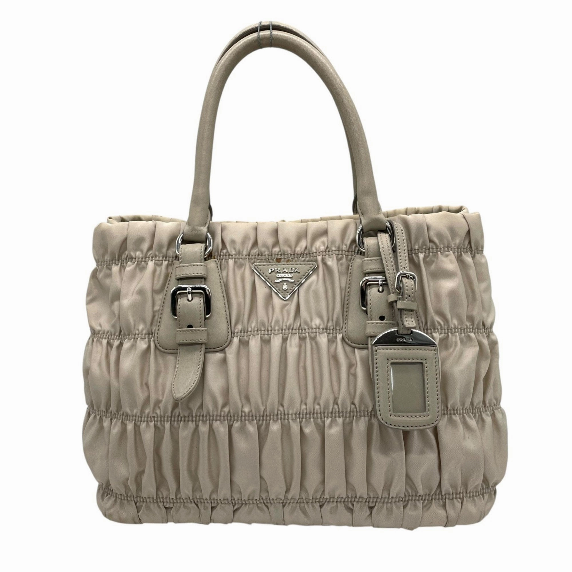 Prada Nylon Leather Handbag Shoulder Bag (Pre-Owned)