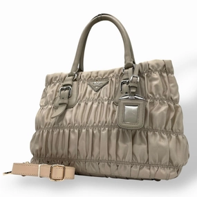Prada Nylon Leather Handbag Shoulder Bag (Pre-Owned)