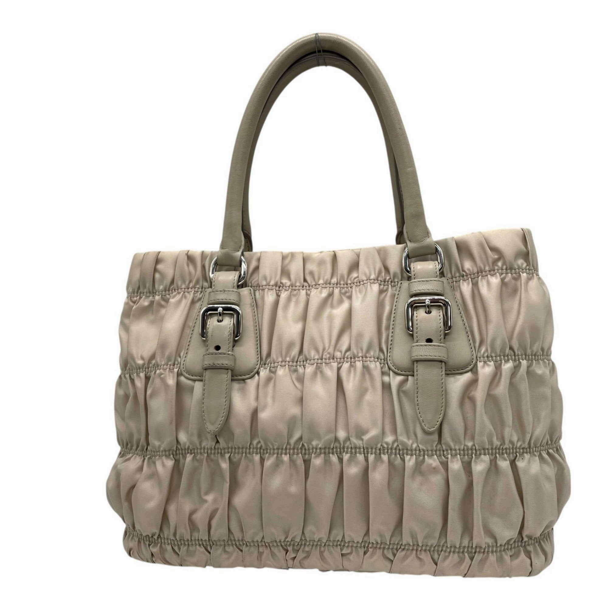 Prada Nylon Leather Handbag Shoulder Bag (Pre-Owned)