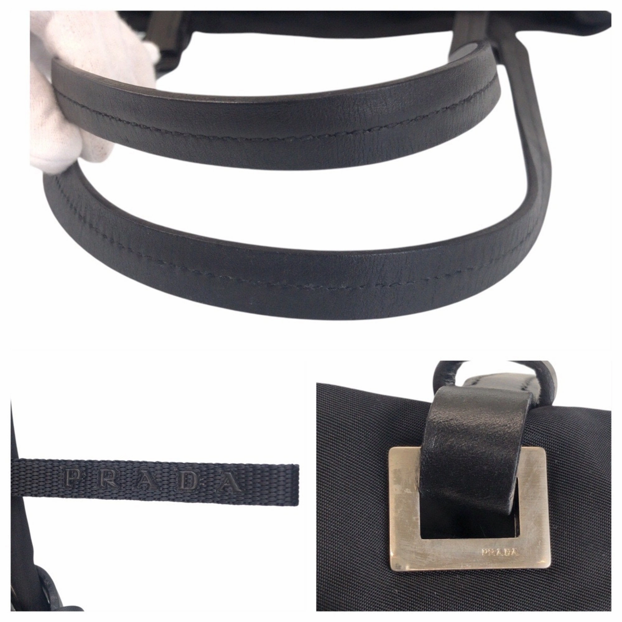 Prada Nylon Leather Shoulder Bag Tote Bag (Pre-Owned)