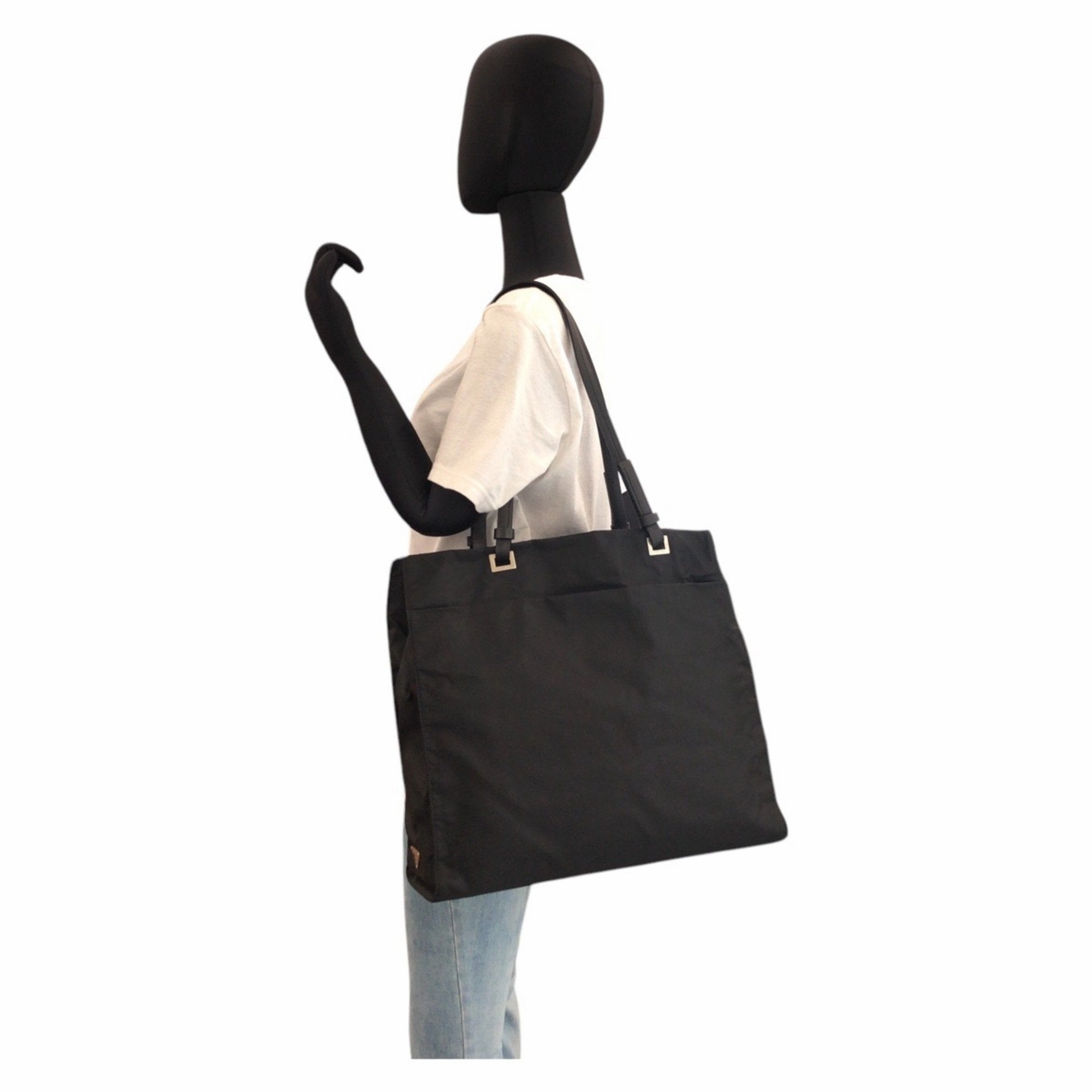 Prada Nylon Leather Shoulder Bag Tote Bag (Pre-Owned)