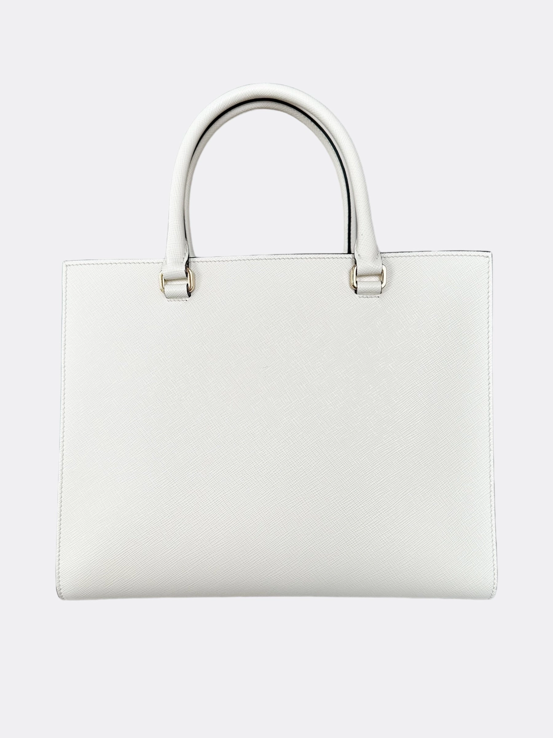 Prada White Large Saffiano Handbag