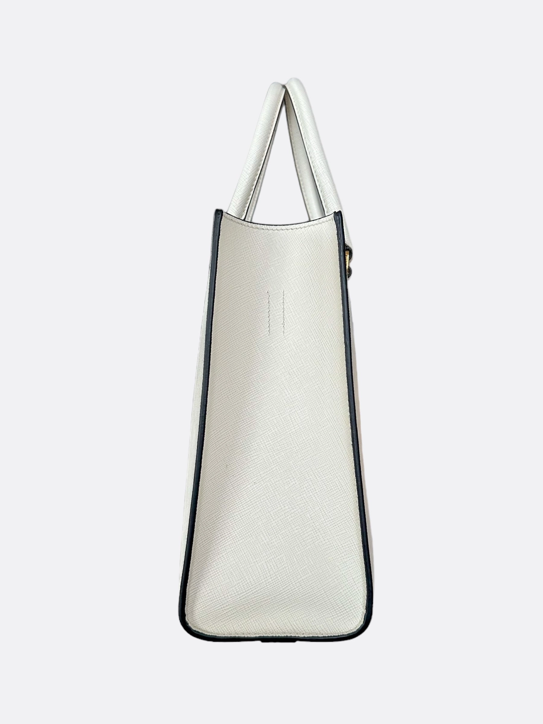 Prada White Large Saffiano Handbag