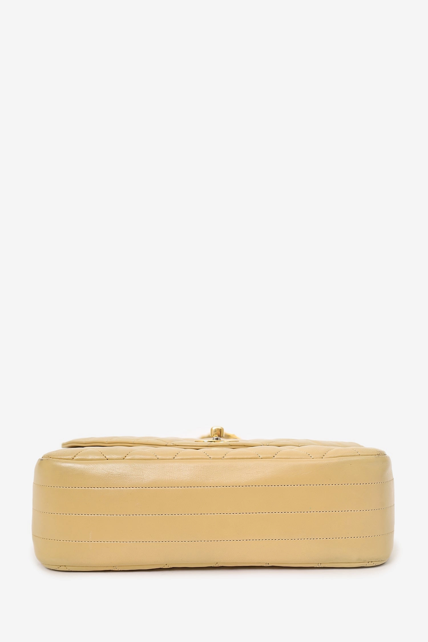 Pre-Loved Chanel 1986-88 Beige Quilted Lambskin Half Moon Flap Bag
