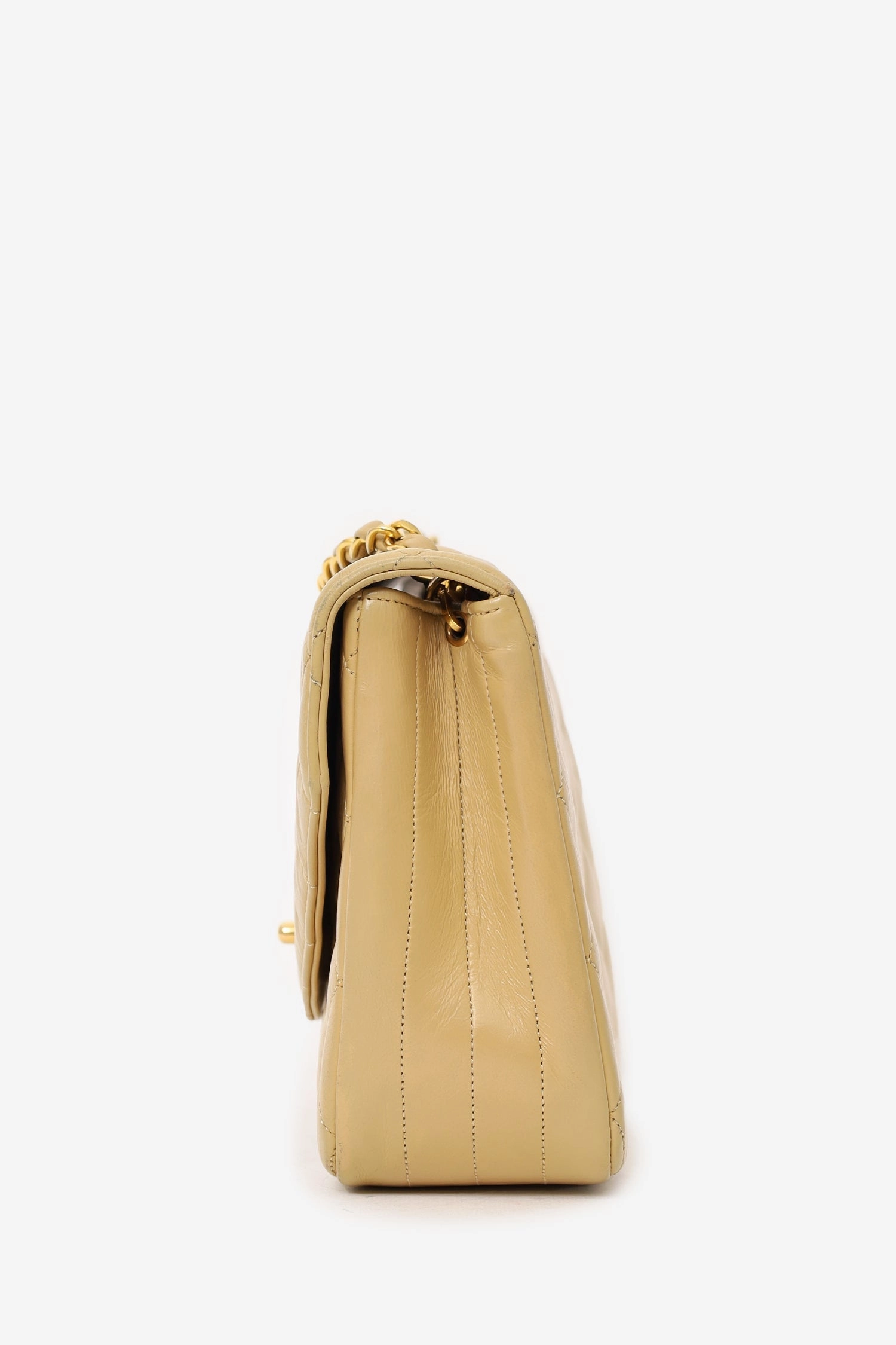 Pre-Loved Chanel 1986-88 Beige Quilted Lambskin Half Moon Flap Bag