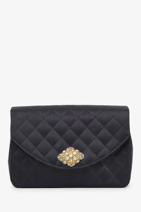 Pre-Loved Chanel 1986-88 Black Satin Gripoix Pearl Jewel Evening Bag 'As Is'