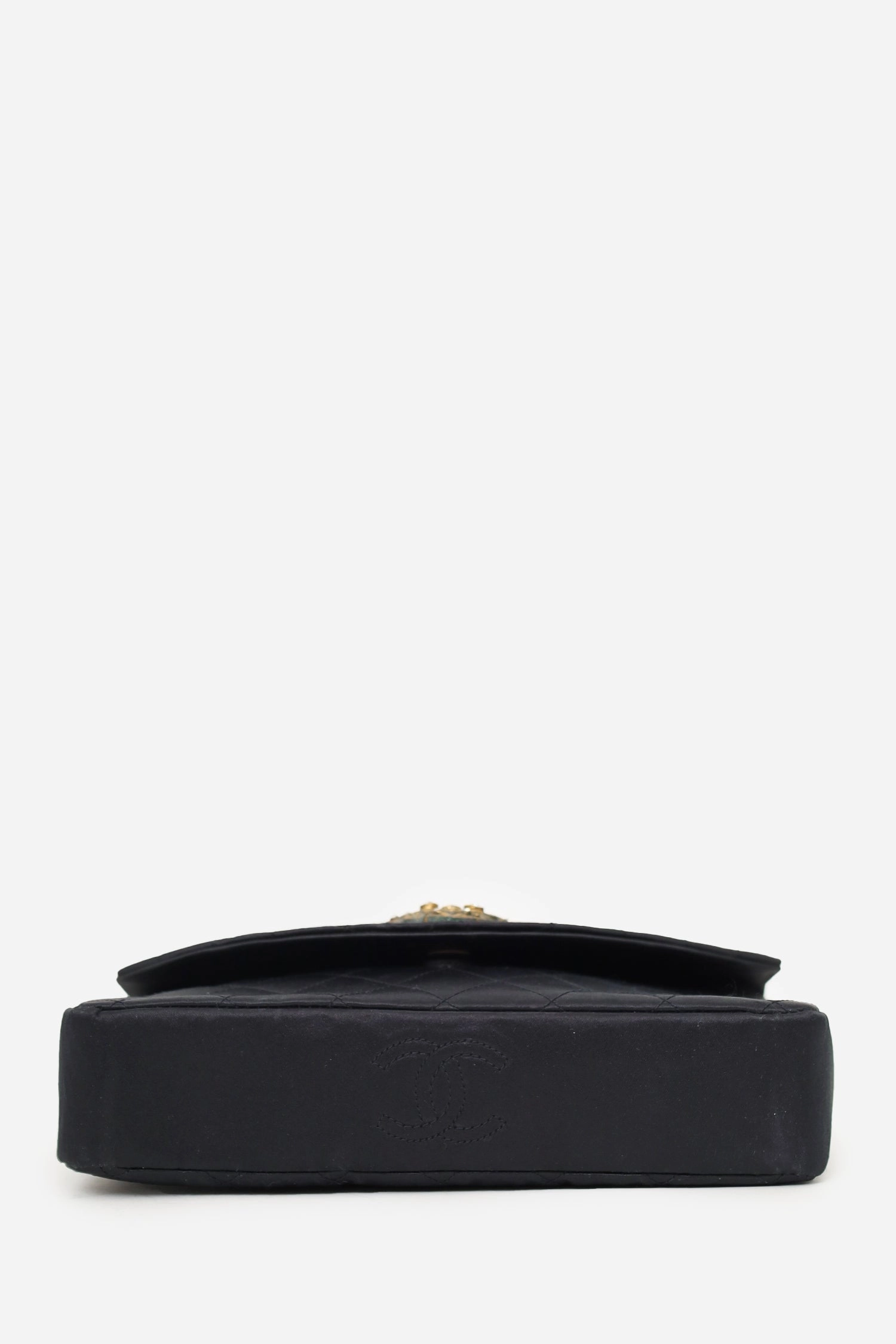 Pre-Loved Chanel 1986-88 Black Satin Gripoix Pearl Jewel Evening Bag 'As Is'