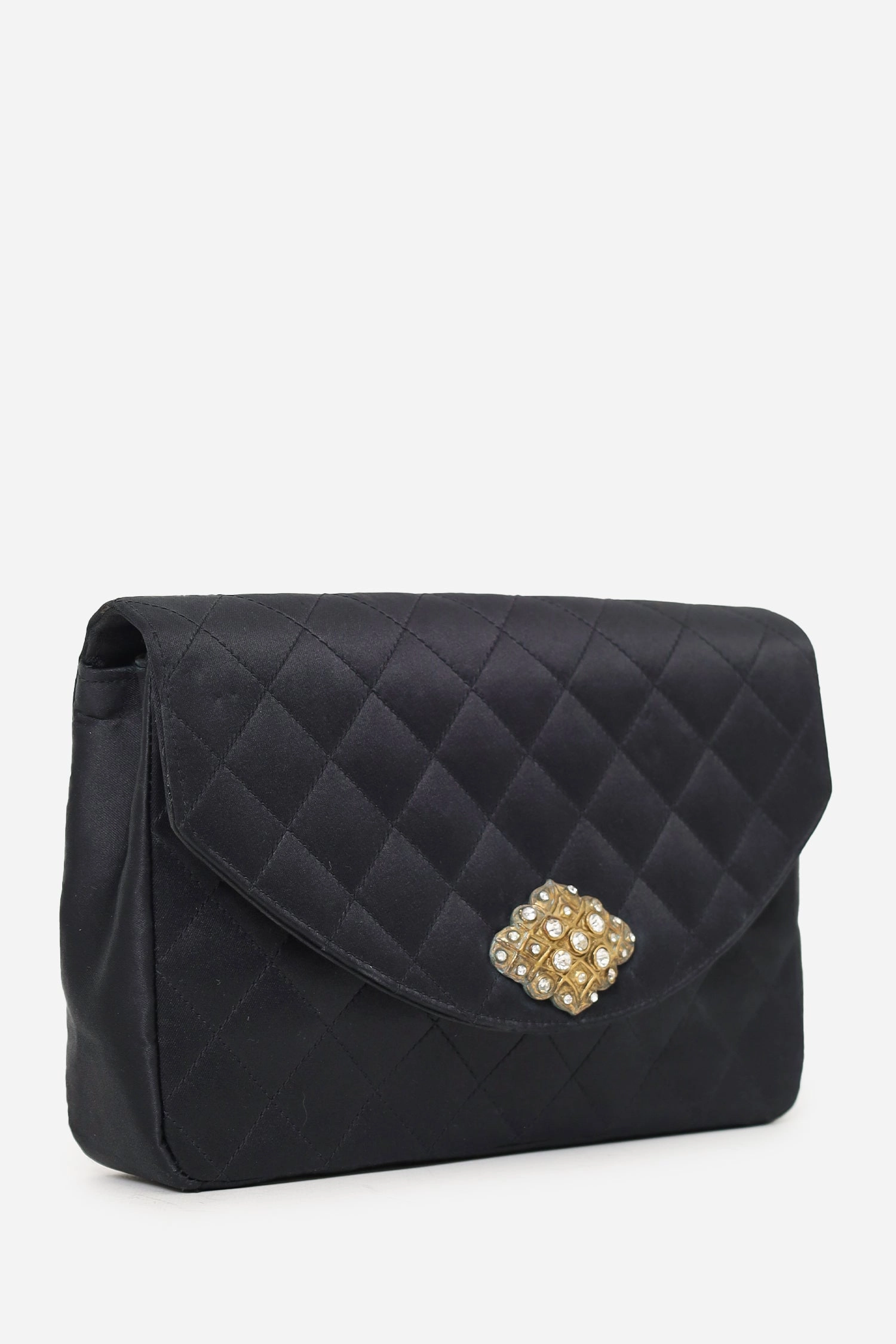 Pre-Loved Chanel 1986-88 Black Satin Gripoix Pearl Jewel Evening Bag 'As Is'