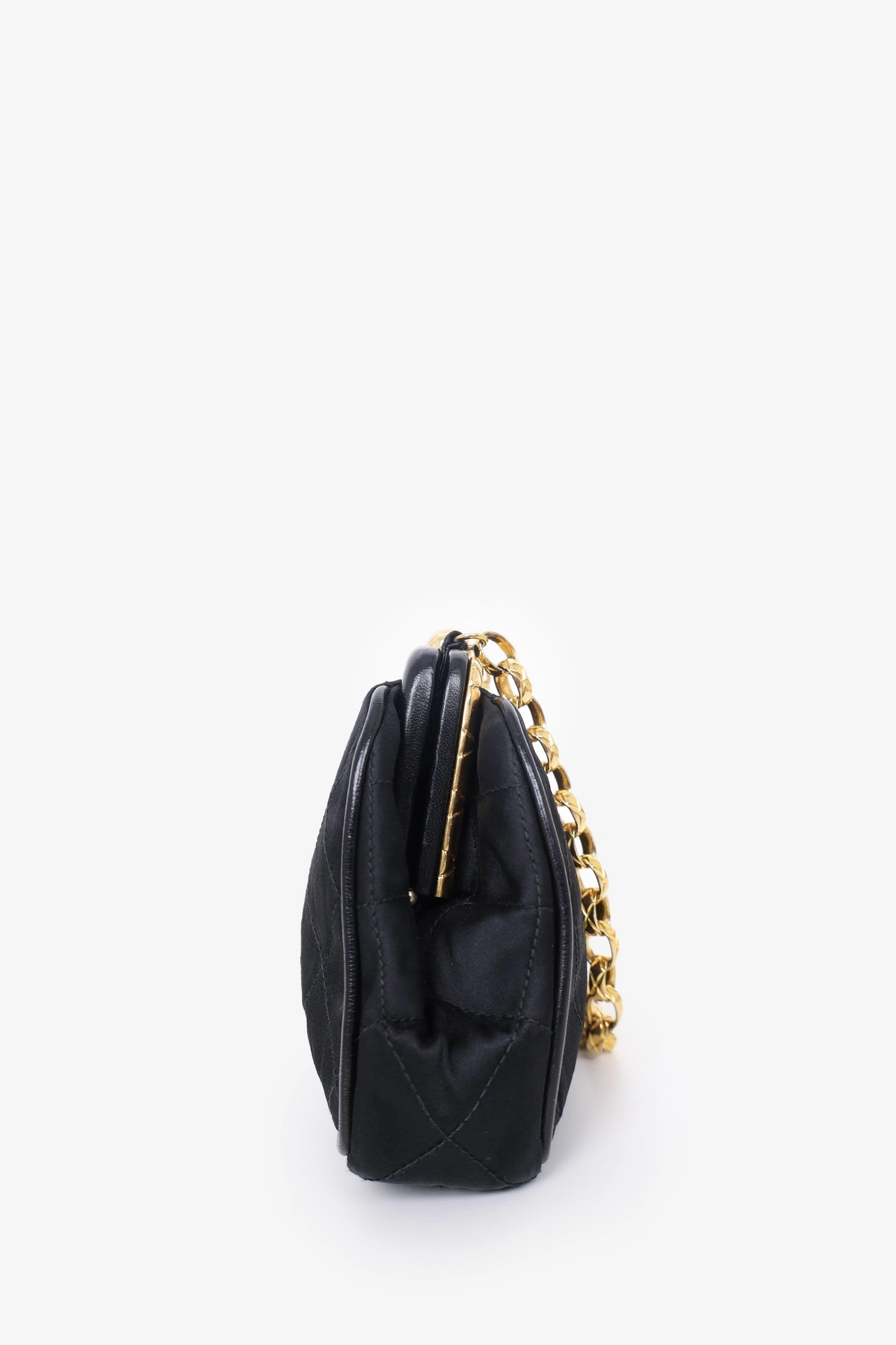 Pre-Loved Chanel 1989-1991 Black Satin Framed Mini Evening Bag