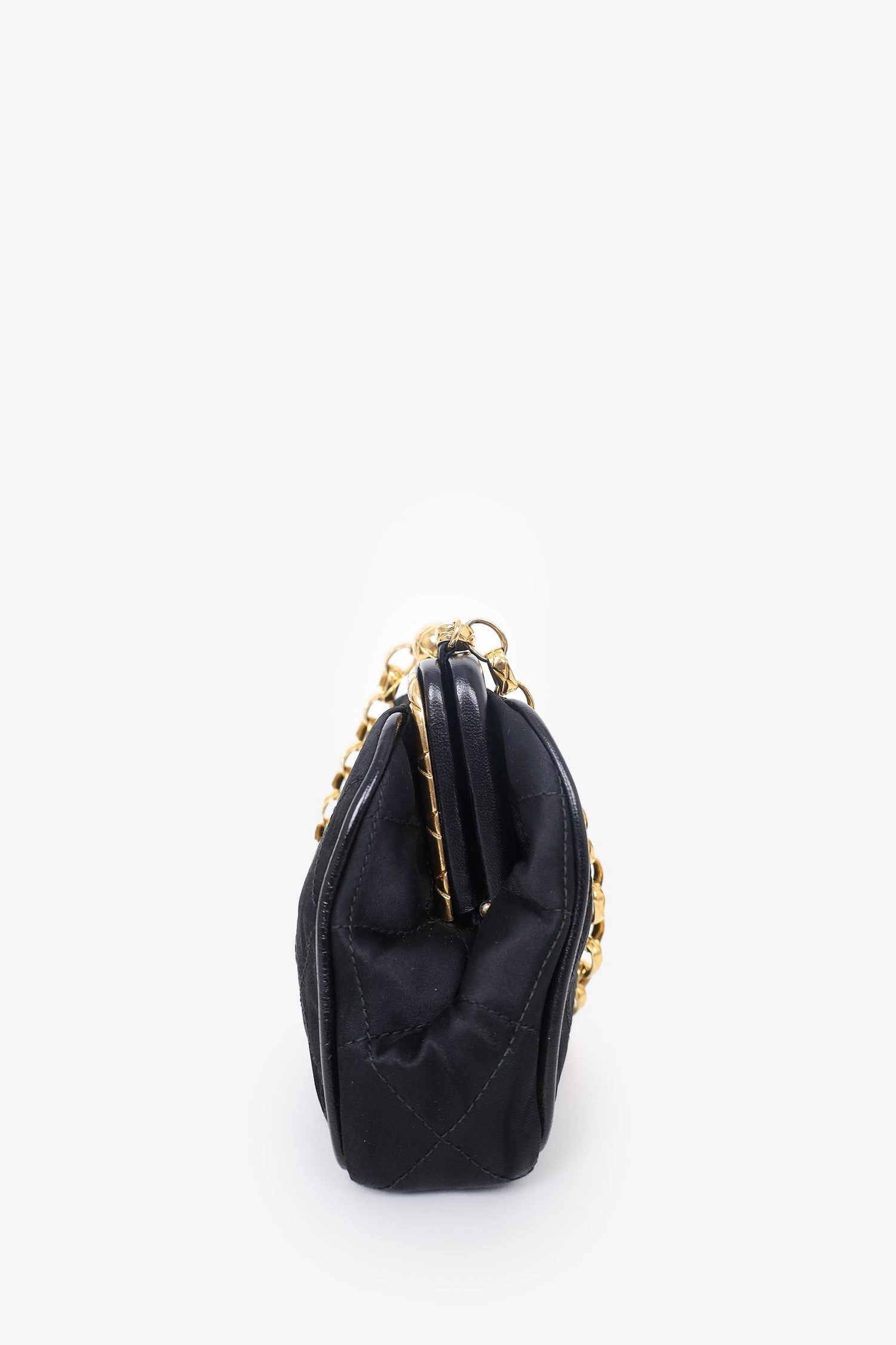 Pre-Loved Chanel 1989-1991 Black Satin Framed Mini Evening Bag