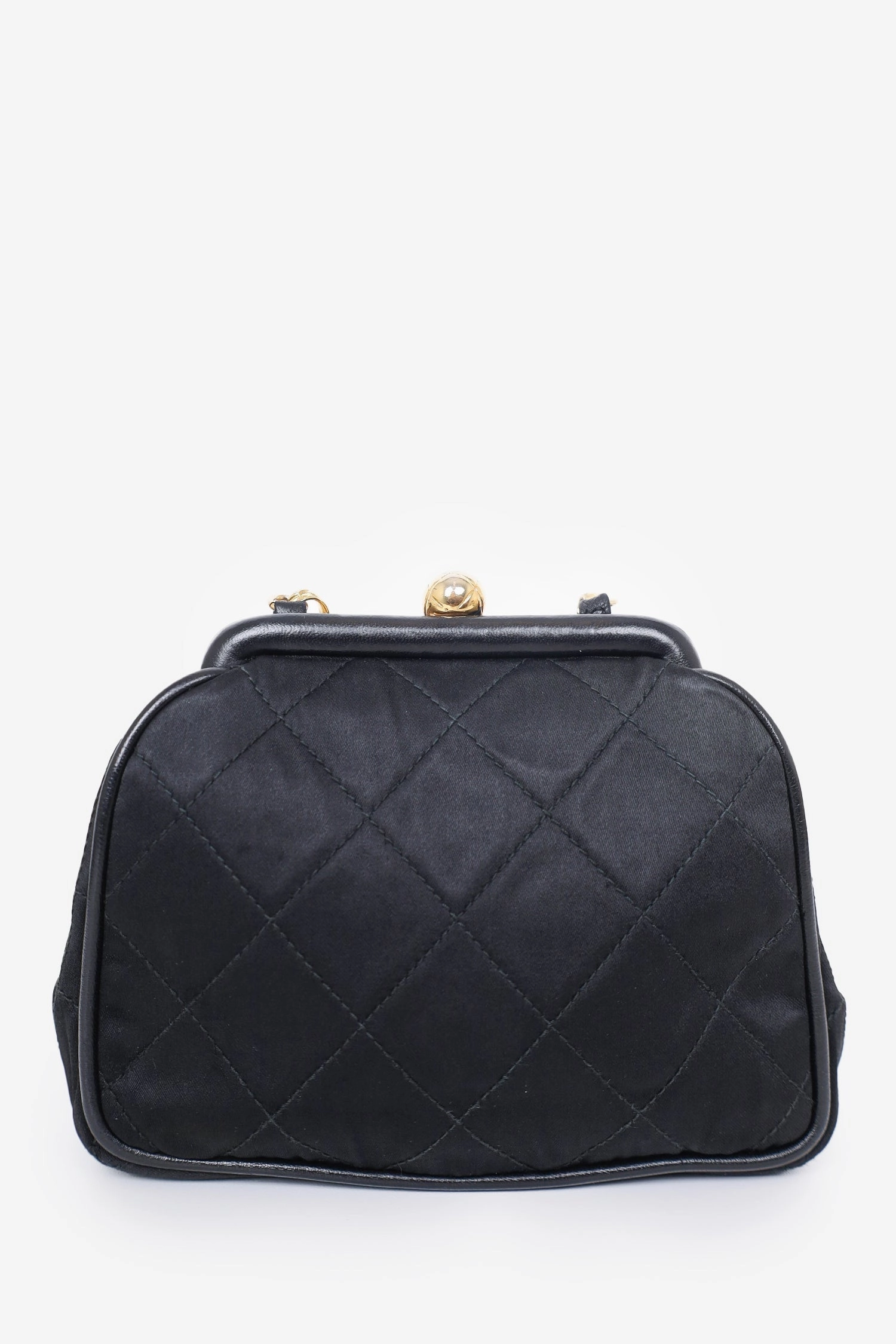 Pre-Loved Chanel 1989-1991 Black Satin Framed Mini Evening Bag