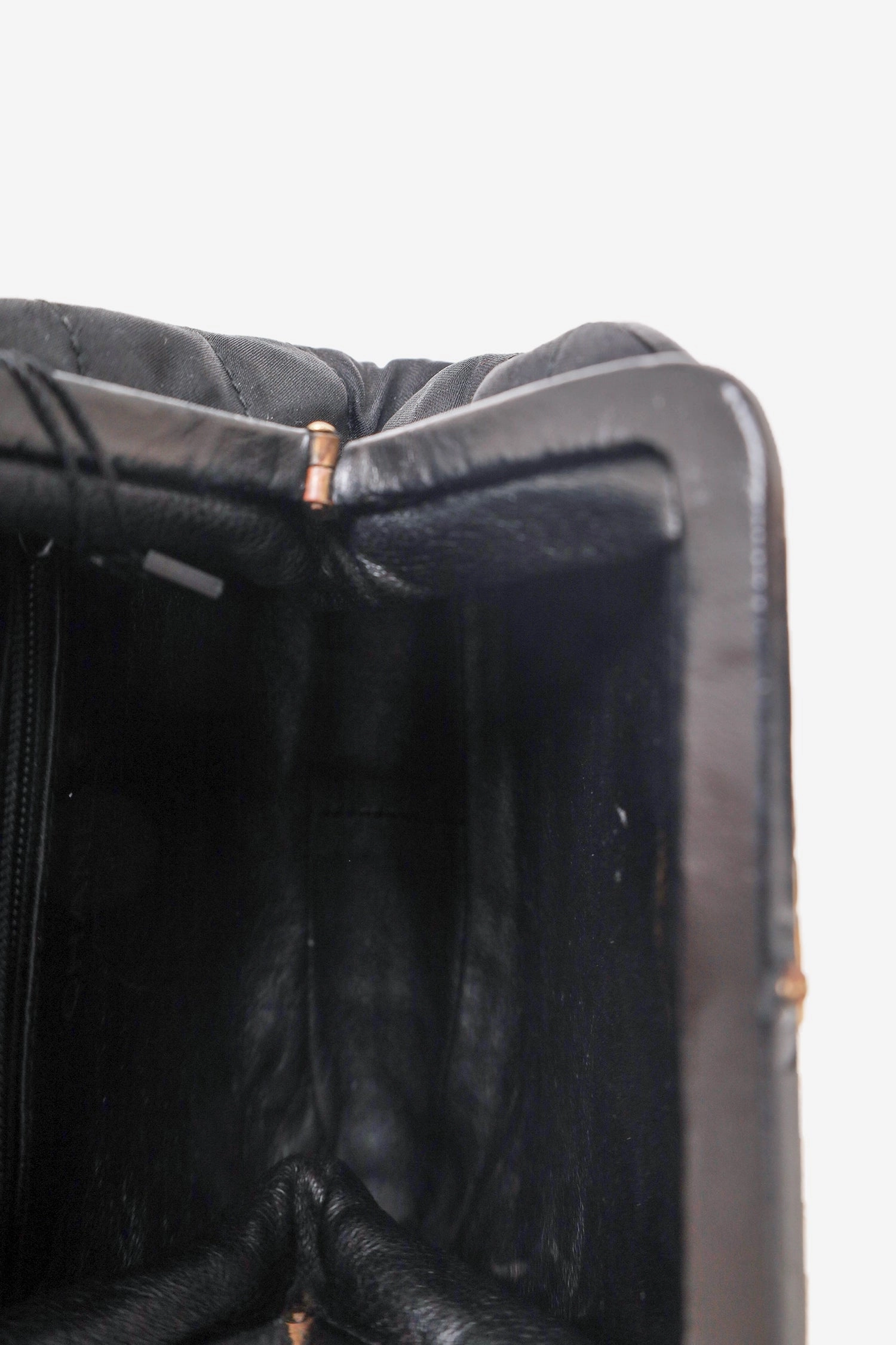 Pre-Loved Chanel 1989-1991 Black Satin Framed Mini Evening Bag