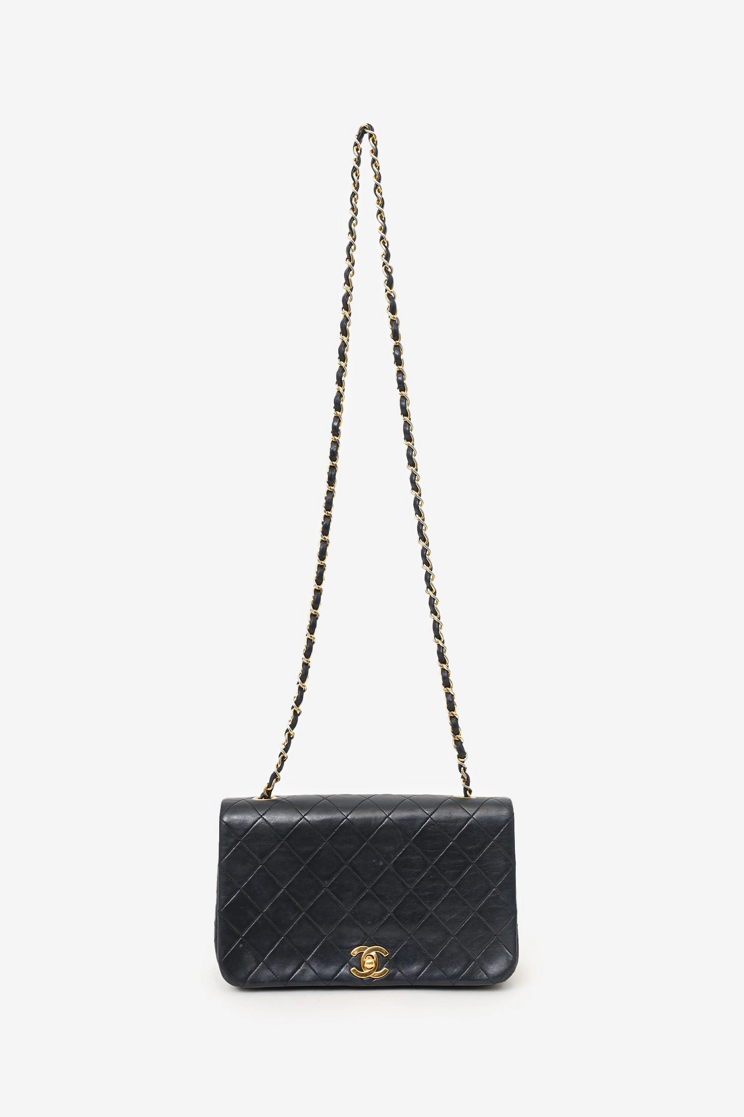 Pre-Loved Chanel 1989-91 Black Quilted Lambskin Full Flap Bag (As Is)
