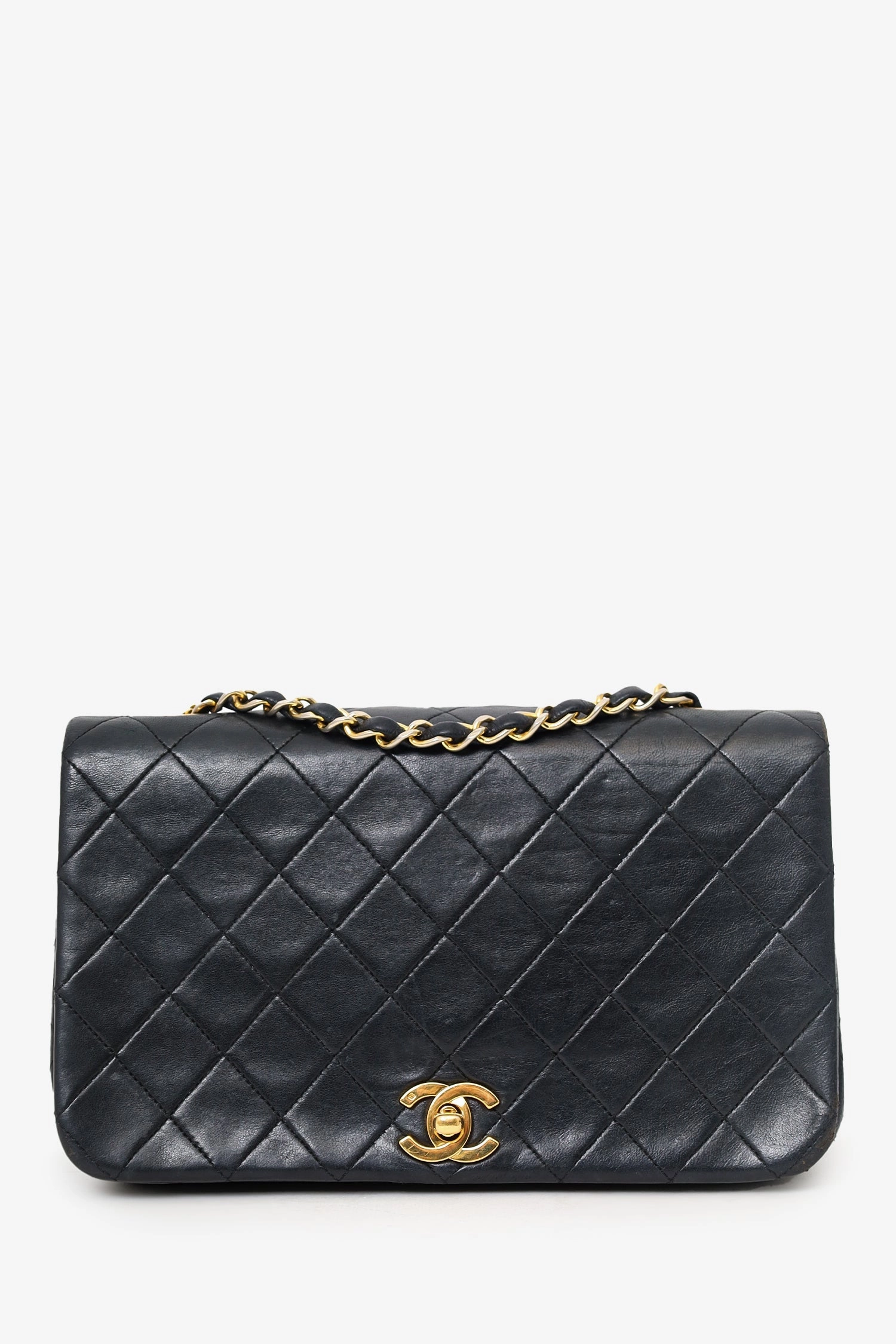 Pre-Loved Chanel 1989-91 Black Quilted Lambskin Full Flap Bag (As Is)