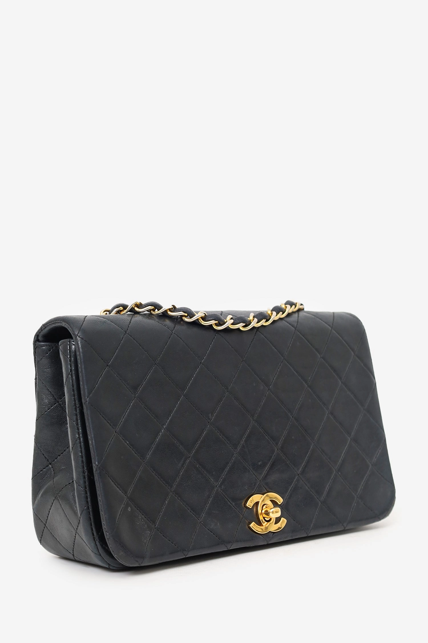 Pre-Loved Chanel 1989-91 Black Quilted Lambskin Full Flap Bag (As Is)
