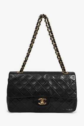 Pre-Loved Chanel 1994-96 Black Lambskin Medium Double Flap 24KGHW
