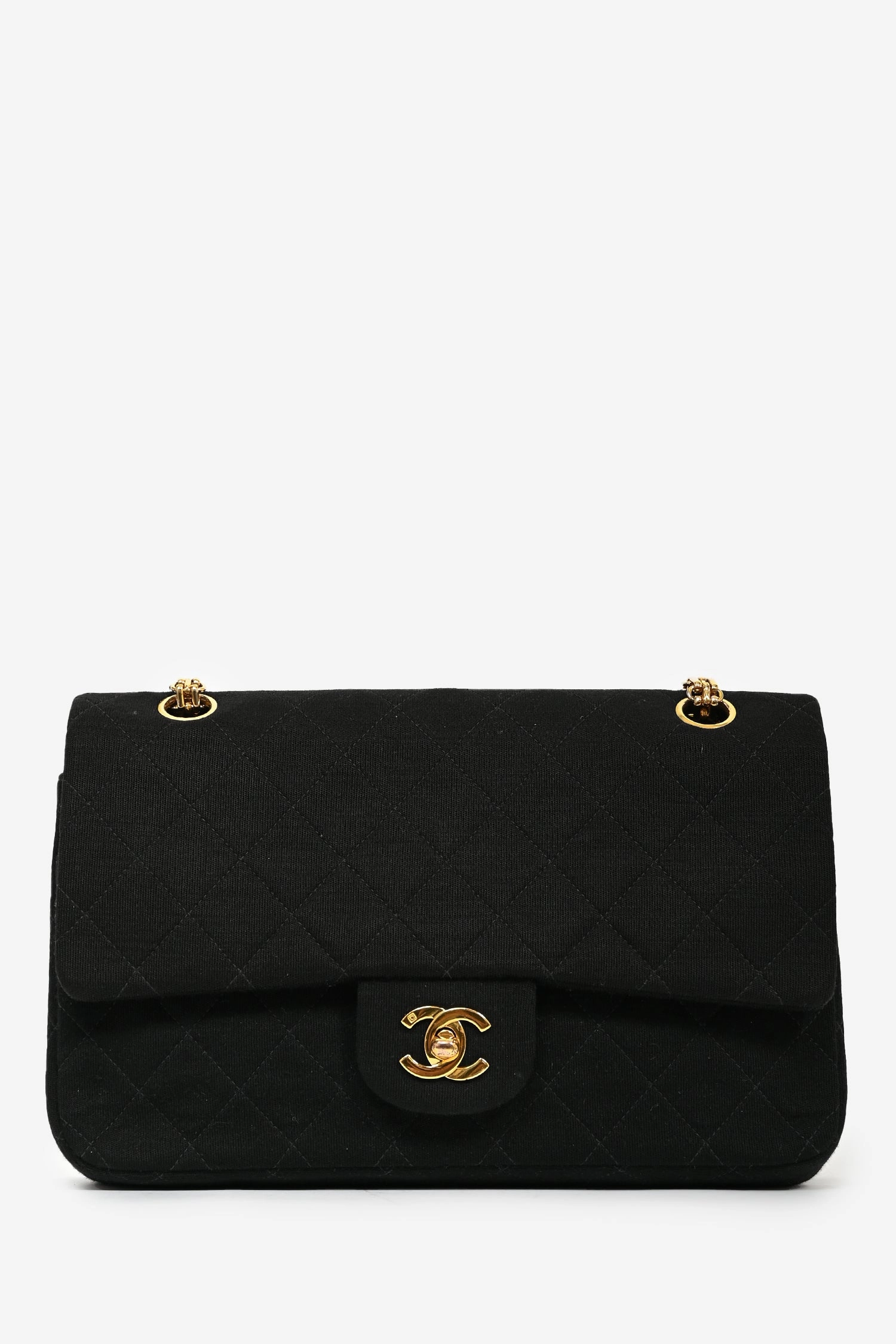 Pre-Loved Chanel 1994-96 Black Quilted Jersey Medium Double Flap GHW