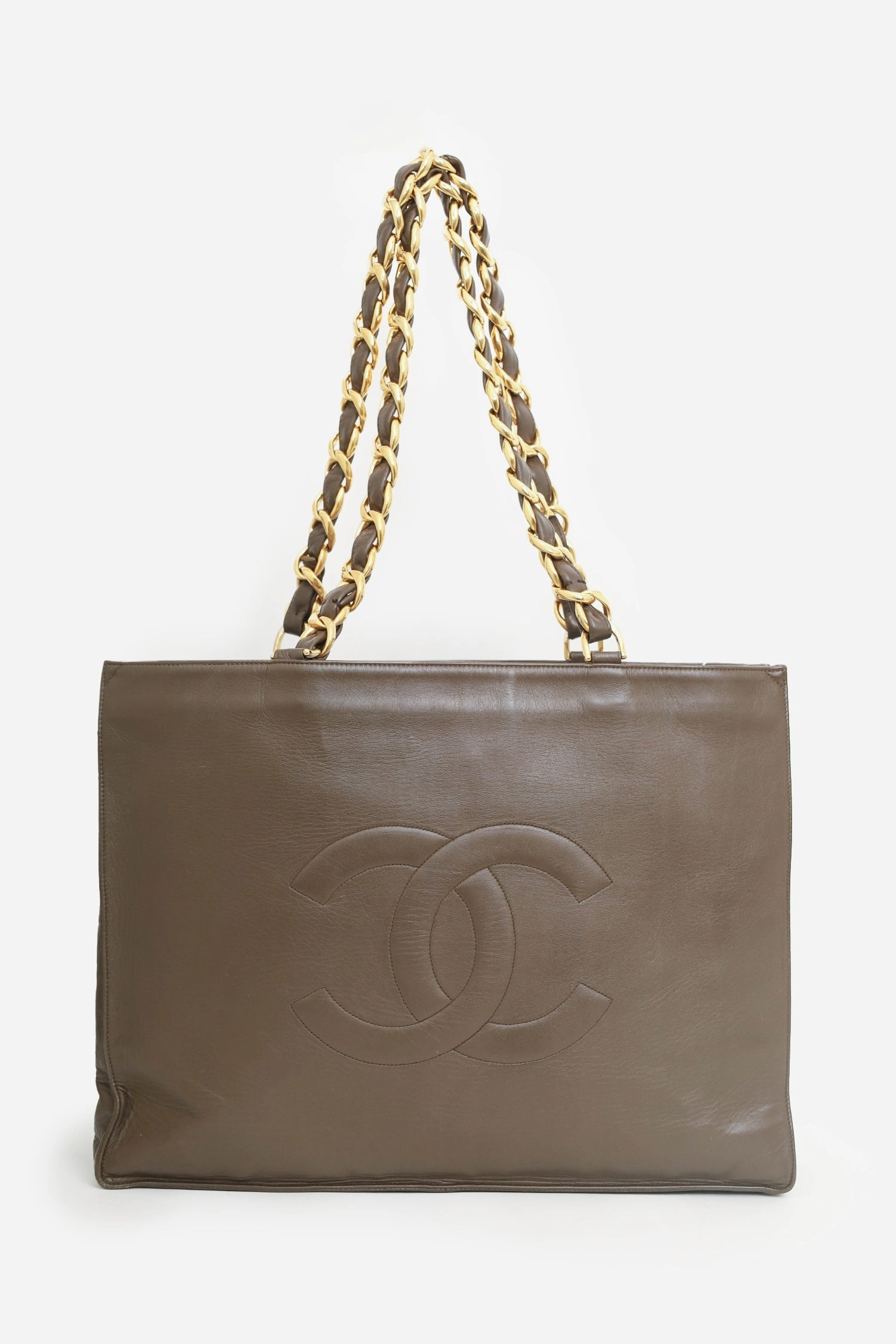 Pre-Loved Chanel 1994-96 Brown Lambskin CC Chain Tote