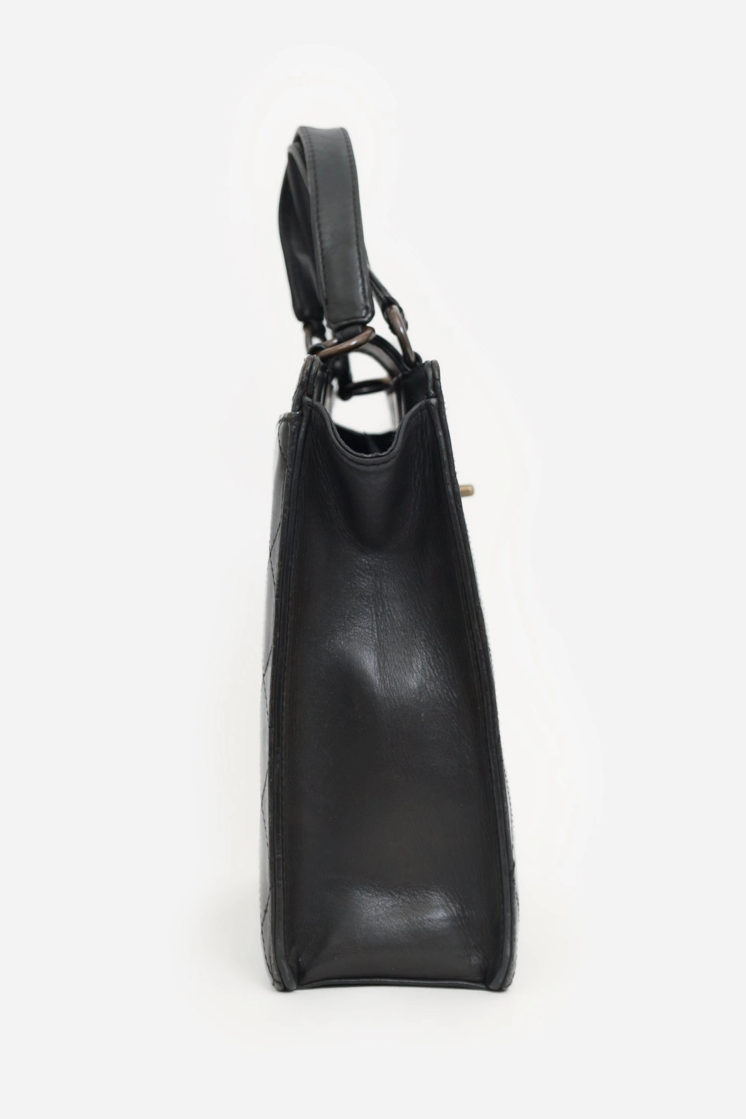 Pre-Loved Chanel 1996-97 Black Leather Matelasse Coco Mark Tote