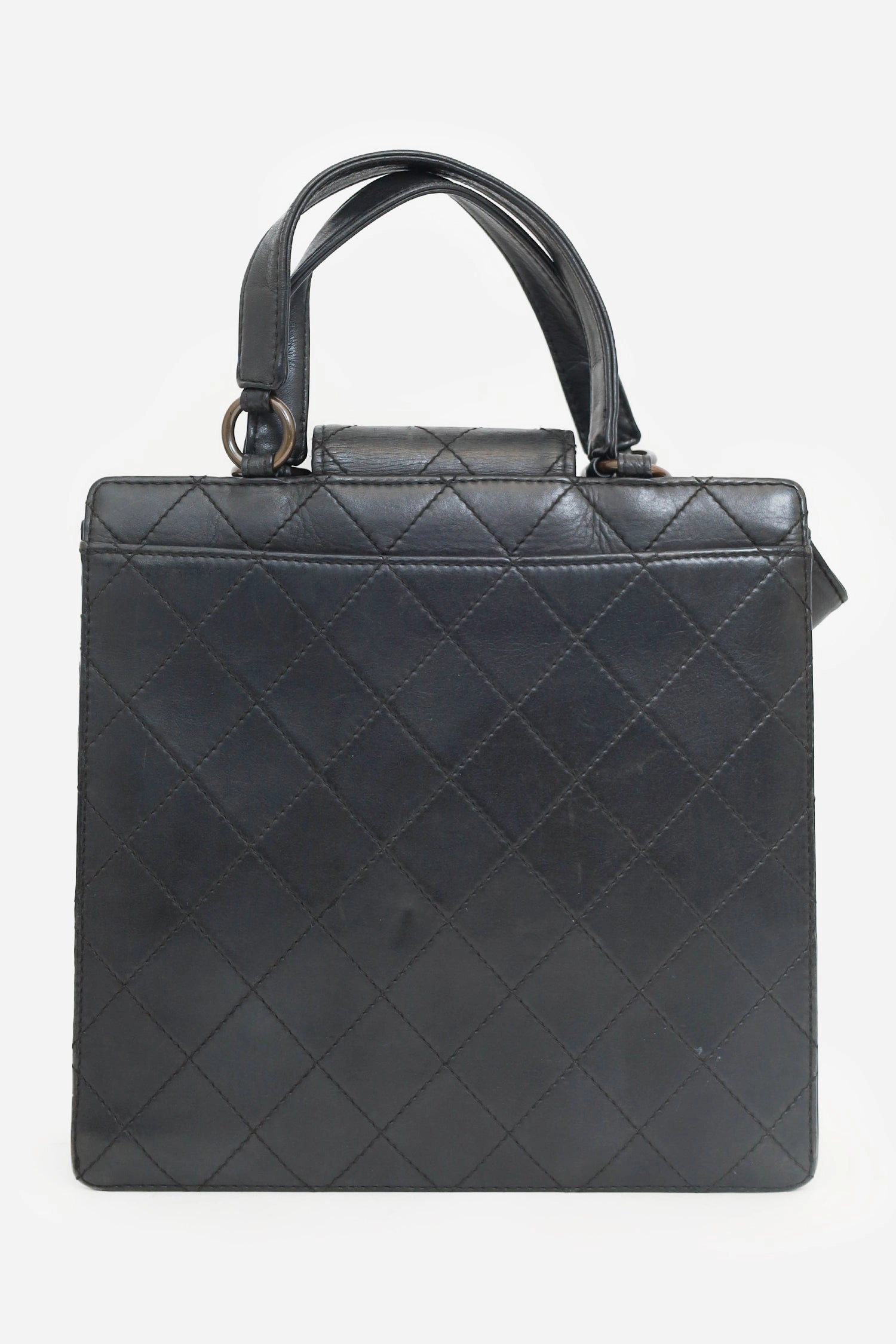 Pre-Loved Chanel 1996-97 Black Leather Matelasse Coco Mark Tote