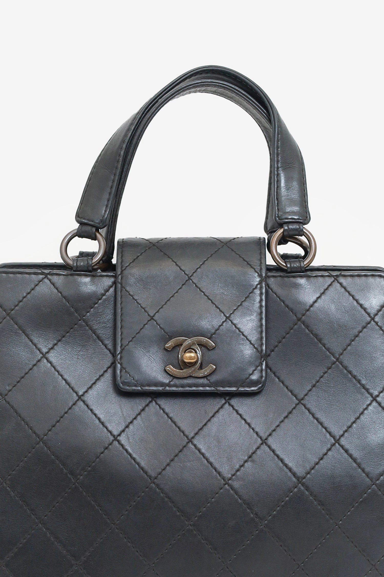 Pre-Loved Chanel 1996-97 Black Leather Matelasse Coco Mark Tote