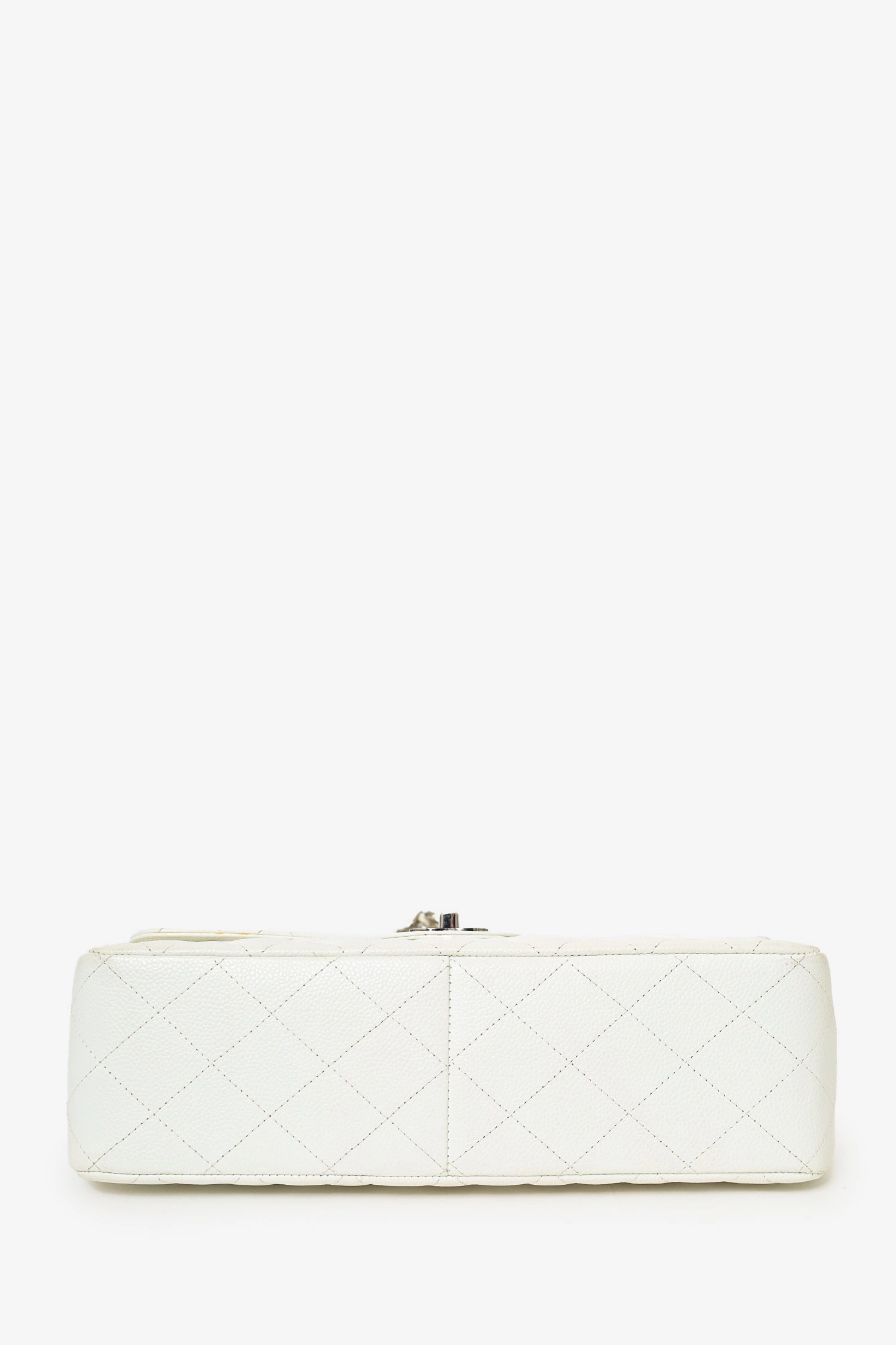 Pre-Loved Chanel 2006-08 White Caviar Leather Jumbo Single Flap Bag