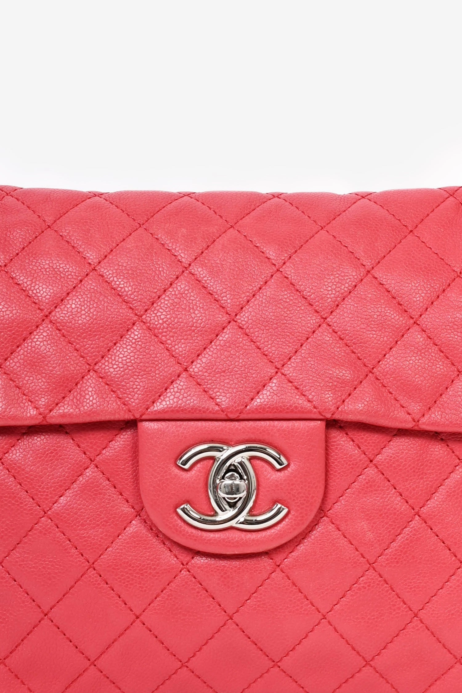 Pre-Loved Chanel 2008/09 Red Caviar Leather CC Quilted Maxi Shoulder Bag
