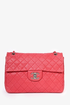 Pre-Loved Chanel 2008/09 Red Caviar Leather CC Quilted Maxi Shoulder Bag