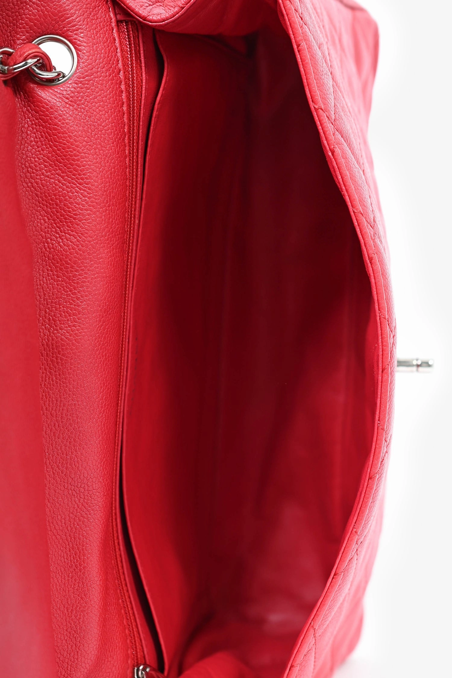 Pre-Loved Chanel 2008/09 Red Caviar Leather CC Quilted Maxi Shoulder Bag