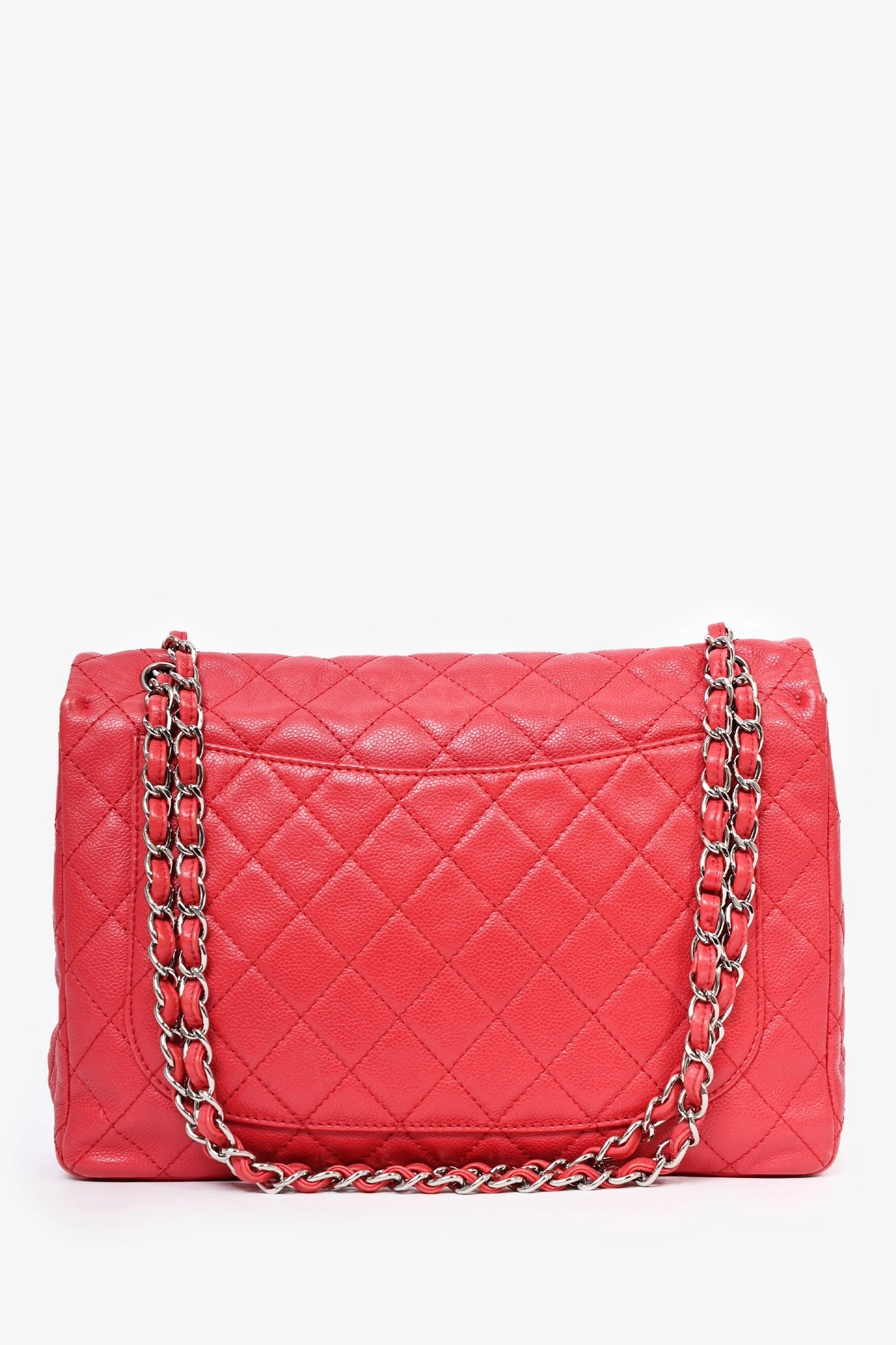 Pre-Loved Chanel 2008/09 Red Caviar Leather CC Quilted Maxi Shoulder Bag