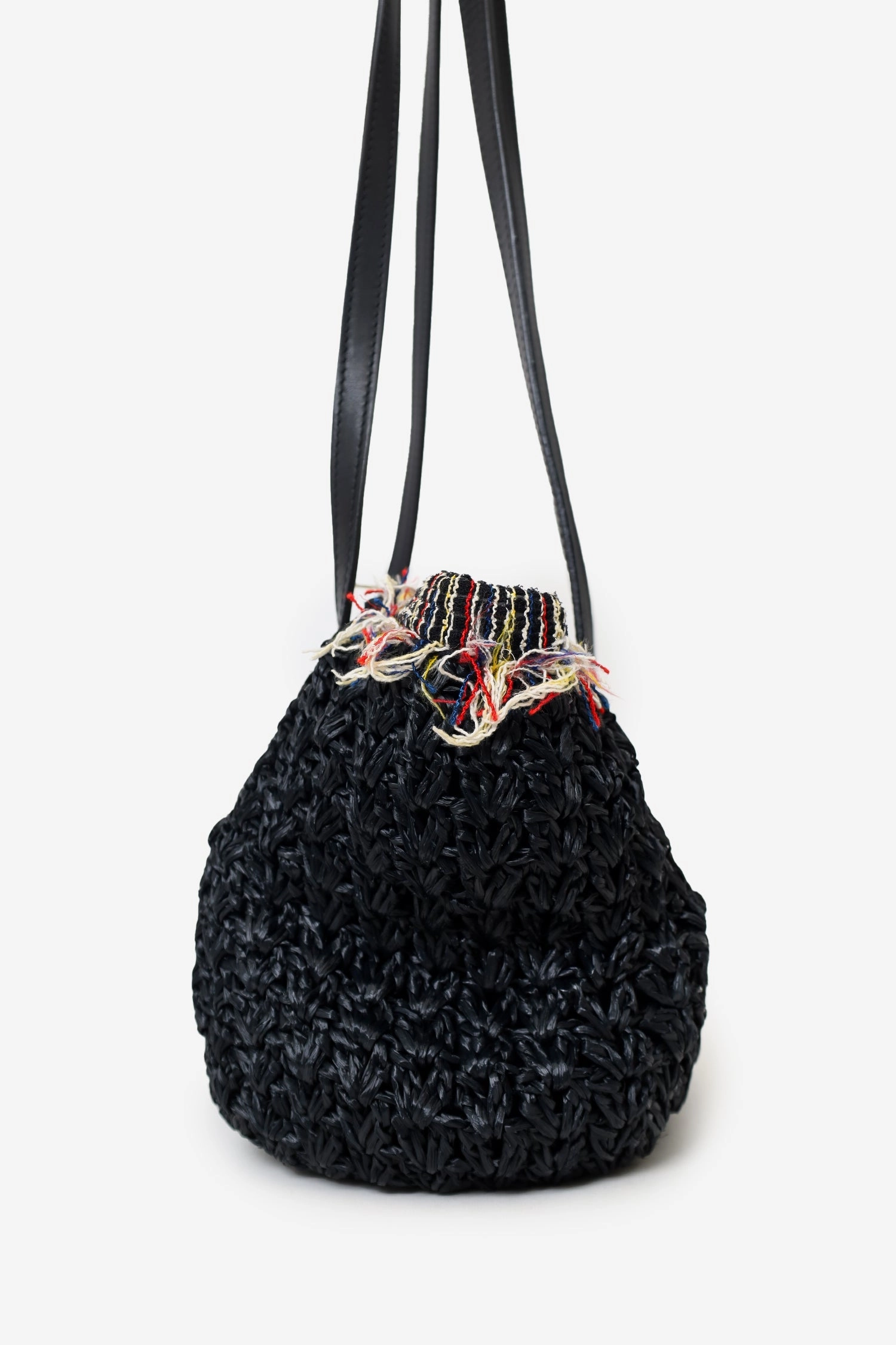 Pre-Loved Chanel 2010-11 Black Straw Tweed 255 Tote Bag