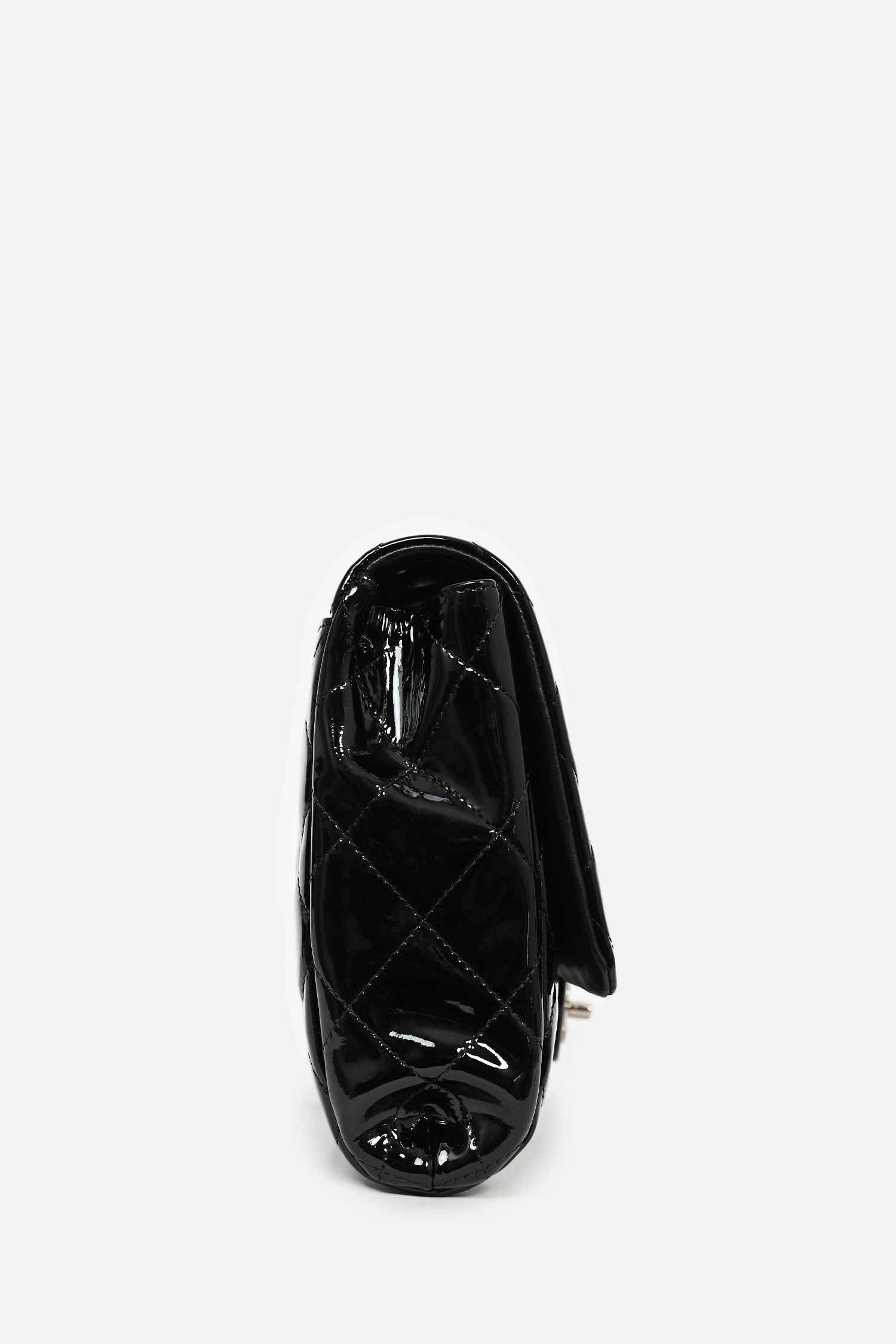 Pre-Loved Chanel 2011/12 Black Patent Leather Classic Flap Clutch with Chain