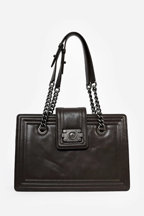 Pre-Loved Chanel 2011 Grey Leather Reverso Boy Bag (As Is)